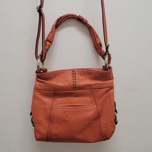 B. Makowsky Orange Leather Shoulder Bag